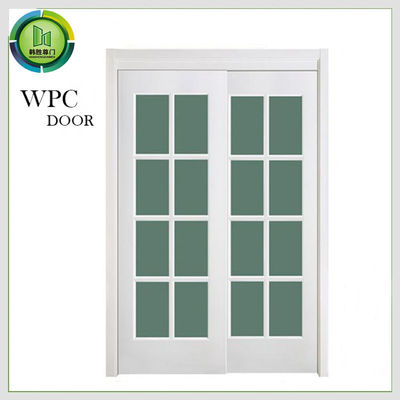 ราคาดี ประตูสํานักงาน WPC ภายใน แบบแก้วกันเสียง ประตูแก้วเลื่อนคู่ PVC ออนไลน์